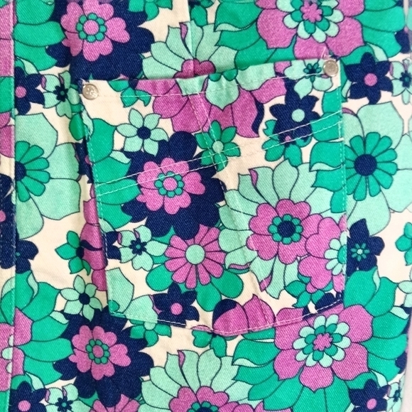 The Ragged Priest UO Exclusive '70s Floral Mini Skirt Blue Pockets Cotton NWT - Picture 8 of 15